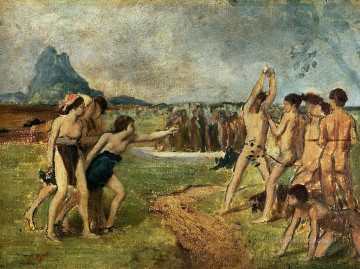 運動する若いスパルタ人 1860 年 1 エドガー・ドガ Oil Paintings